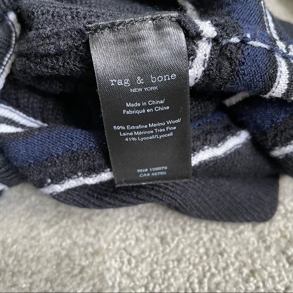 Rag and Bone Dianna Black Merino Wool V-Neck Oversized Midweight Sweater EUC XXS - Picture 12 of 12